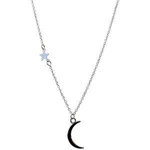 Minimalist Moon Star Silvert Necklace